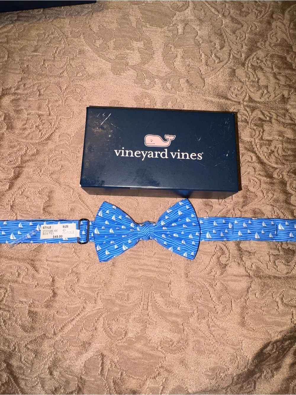 Vineyard Vines Blue Sailboat Pattern Bow Tie